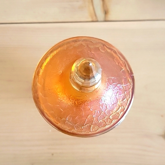 Vintage Depression Glass Amber Iridescent Textured Candy Dish - Picture 2 of 5